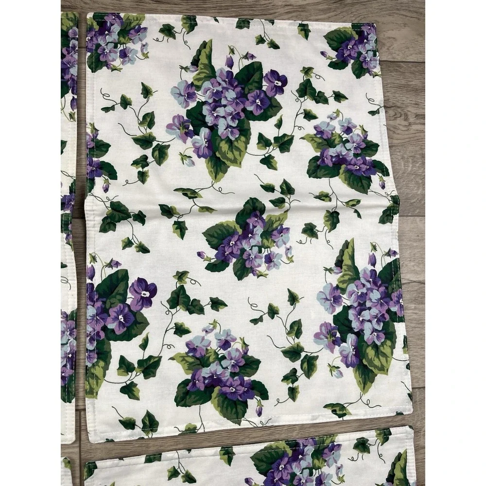 Waverly Garden Room Sweet Violets Floral Placemats Set of 4 Cotton Green Ivy